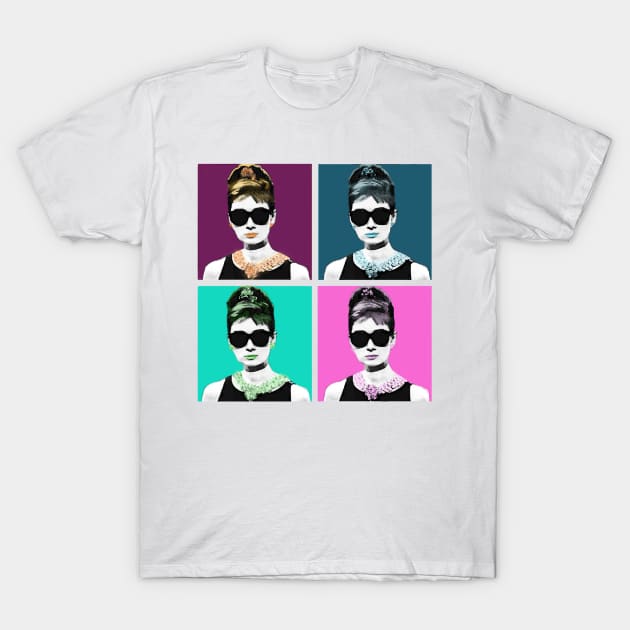 Audrey Hepburn has Breakfast at Tiffanys with Andy Warhol T-Shirt by Gromit